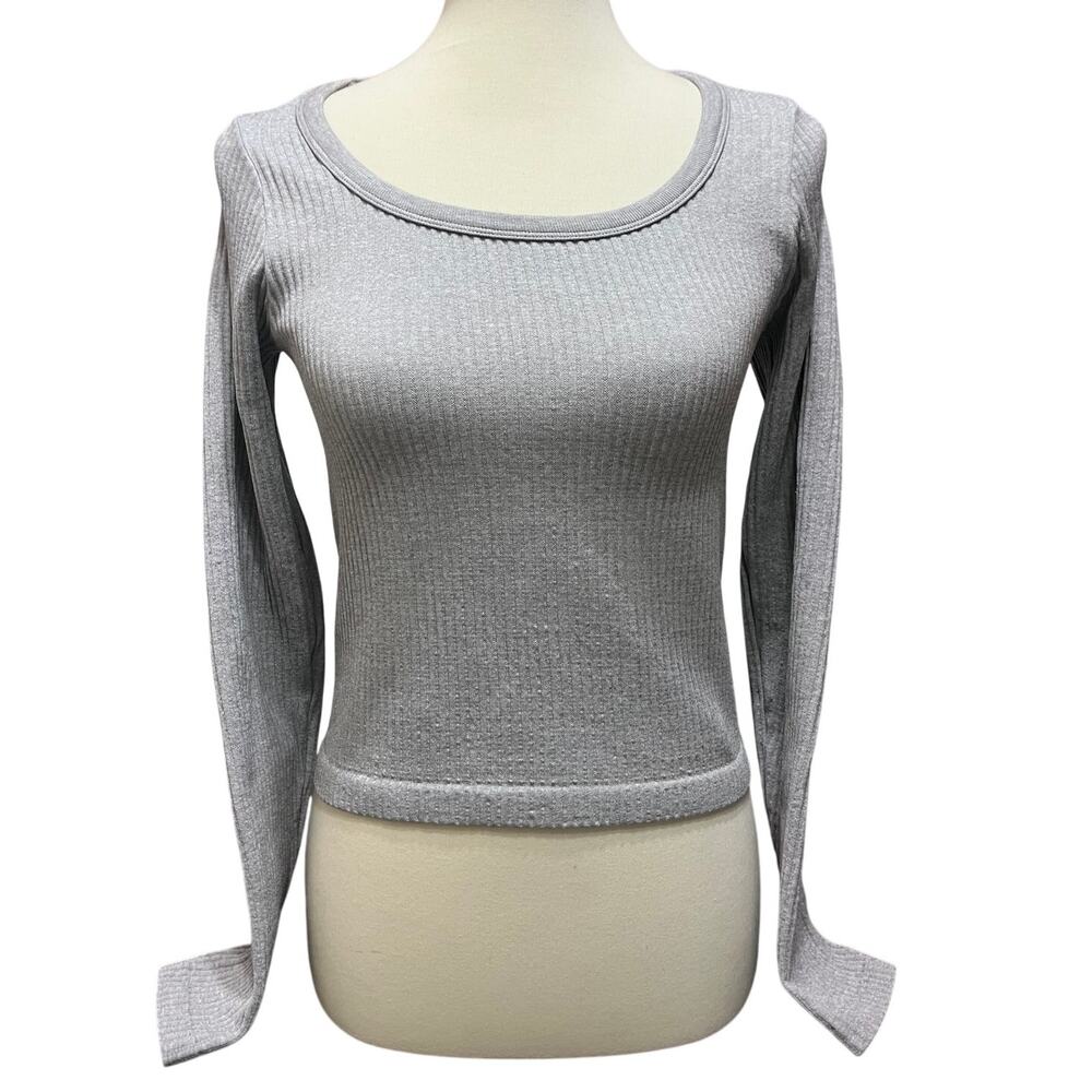 Women's Better / Together Grey Ribbed Long Sleeved Shirt